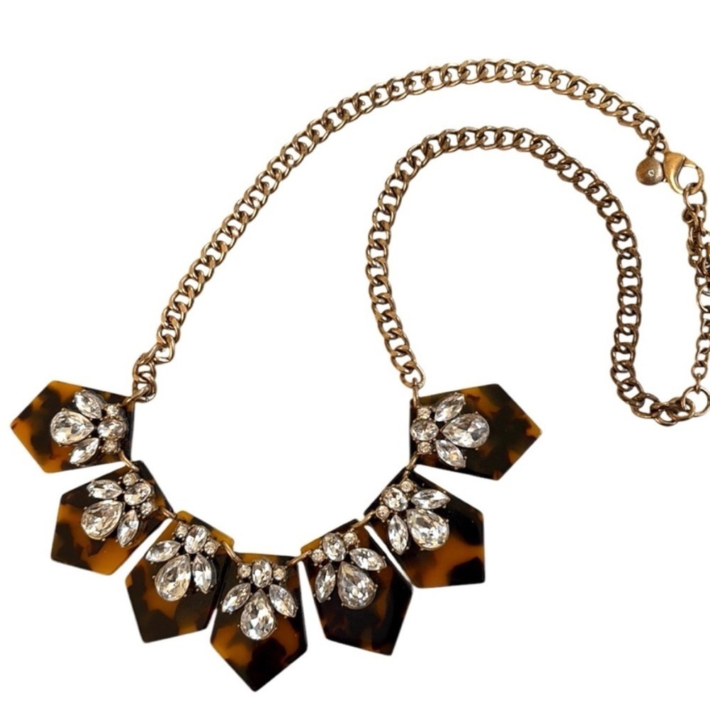 EUC J. Crew Tortoiseshell Rhinestone Necklace